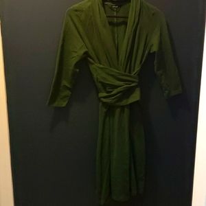 Dark green wrap dress